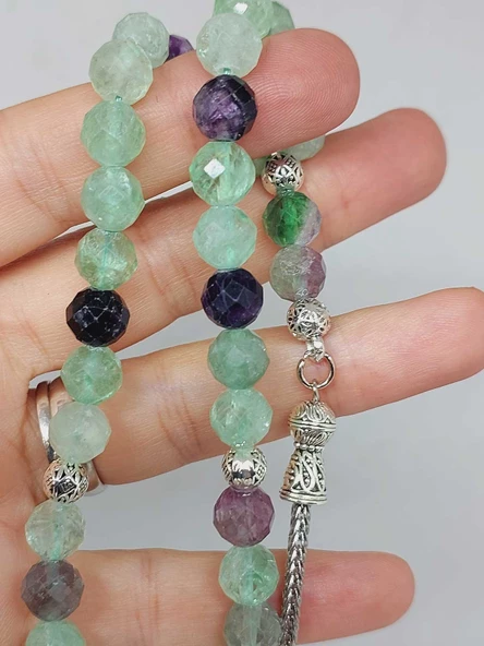 Florit Taşı Üst Segment Faset Kesim 33lük Tesbih 8mm (42570) - Resim 2