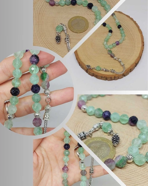 Florit Taşı Üst Segment Faset Kesim 33lük Tesbih 8mm (42570) ürün görseli