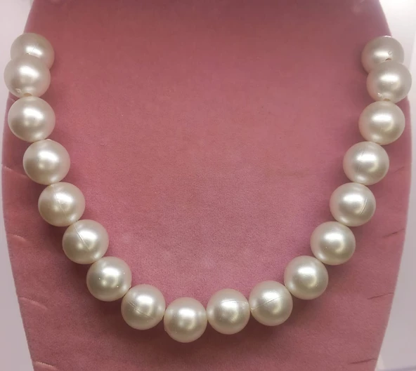 Krem Büyük İnci Boncuk Choker Aesthetic Vintage Soft Hediyelik Tasarım Kolye 1 Adet - 4