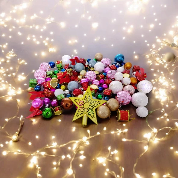 124 ADET VIP KALİTE YILBAŞI AĞACI SÜSLERİ KARIŞIK MODEL SÜSLER FULL SET NOEL AĞACI SÜSÜ YILBAŞI SÜSÜ ürün görseli