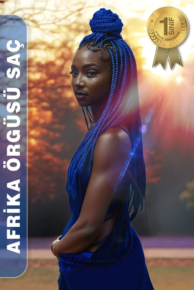 Afrika Zenci Örgüsü Rasta Ve Box Braid için Sentetik Saç - Koyu Mavi ürün görseli