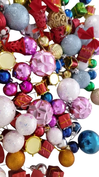 124 ADET VIP KALİTE YILBAŞI AĞACI SÜSLERİ KARIŞIK MODEL SÜSLER FULL SET NOEL AĞACI SÜSÜ YILBAŞI SÜSÜ - 3