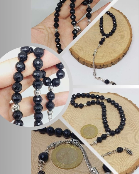 Turmalin Taşı Üst Segment Petek Kesim 33lük Tesbih 8mm (36555) ürün görseli