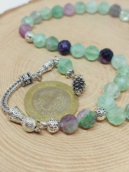 Florit Taşı Üst Segment Faset Kesim 33lük Tesbih 8mm (42570) - Resim 3