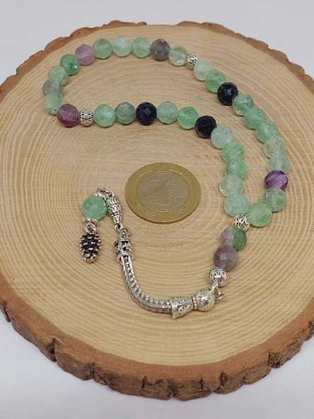 Florit Taşı Üst Segment Faset Kesim 33lük Tesbih 8mm (42570) - Resim 4