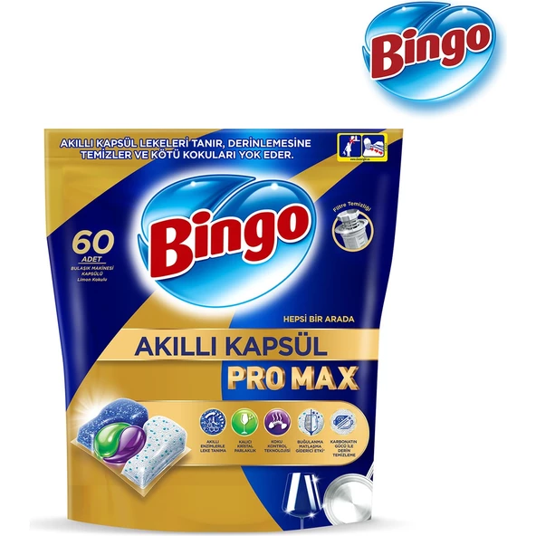 Bingo Akıllı Kapsül Pro Max Bulaşık Makinesi Deterjanı Tableti 60'lı - 2