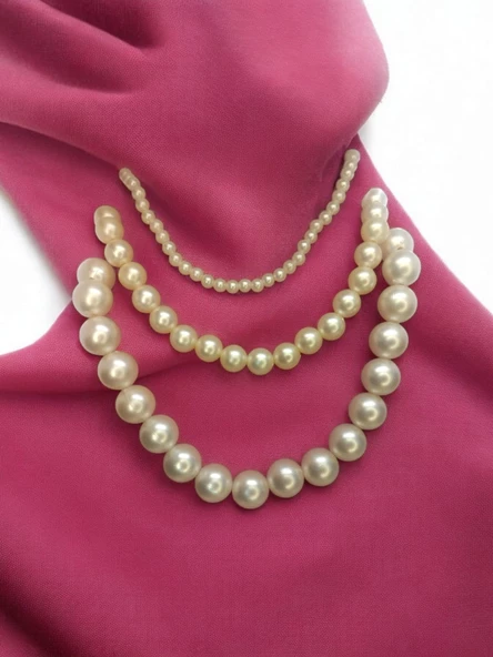 Krem İnci Boncuk Aesthetic Soft Vibes Vintage Barok Tarzı Kolye 1 Adet - 3