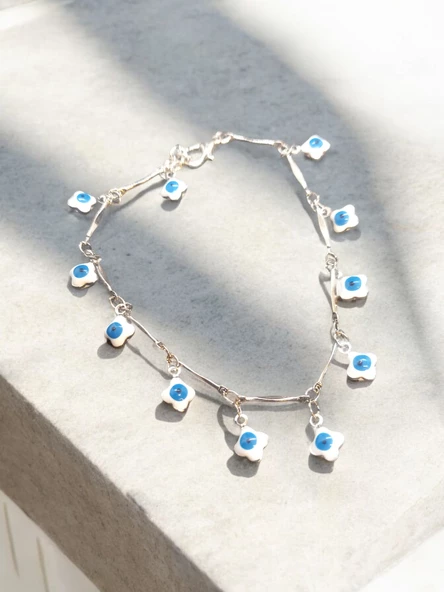 Nazar Boncuklu Çelik Kararmaz Charmlı Halhal Bileklik - 2