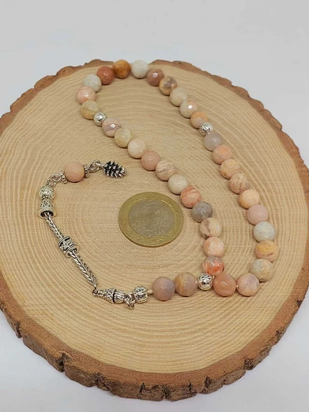 Güneş Taşı Üst Segment Petek Kesim 33lük Tesbih 8mm (36540) - Resim 5