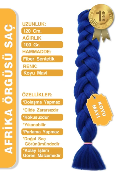 Afrika Zenci Örgüsü Rasta Ve Box Braid için Sentetik Saç - Koyu Mavi - Resim 7
