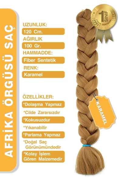 Afrika Zenci Örgüsü Rasta Ve Box Braid için Sentetik Saç - Karamel - Resim 2