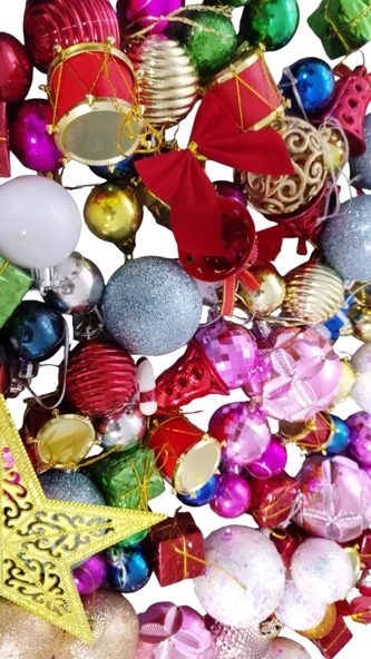 124 ADET VIP KALİTE YILBAŞI AĞACI SÜSLERİ KARIŞIK MODEL SÜSLER FULL SET NOEL AĞACI SÜSÜ YILBAŞI SÜSÜ - 4