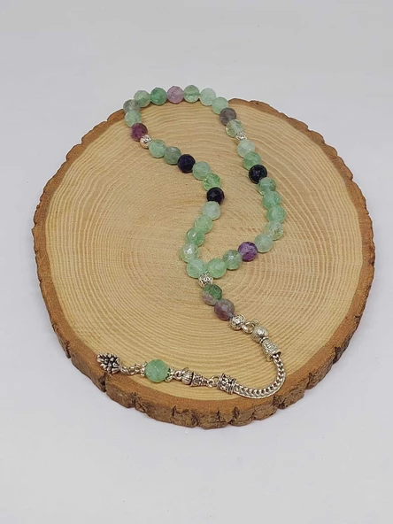 Florit Taşı Üst Segment Faset Kesim 33lük Tesbih 8mm (42570) - Resim 6