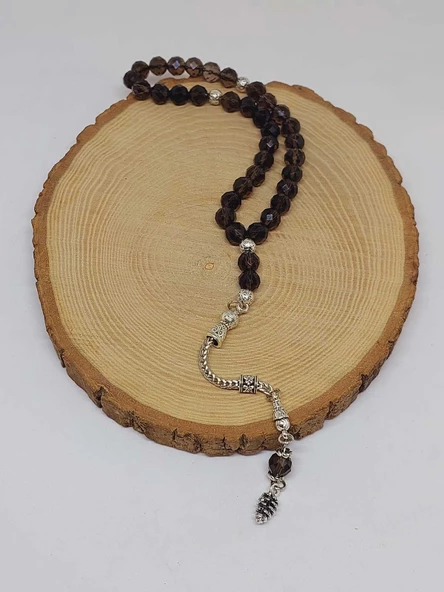 Dumanlı Kuvars Taşı Üst Segment Faset Kesim 33lük Tesbih 8mm (42510) - Resim 6