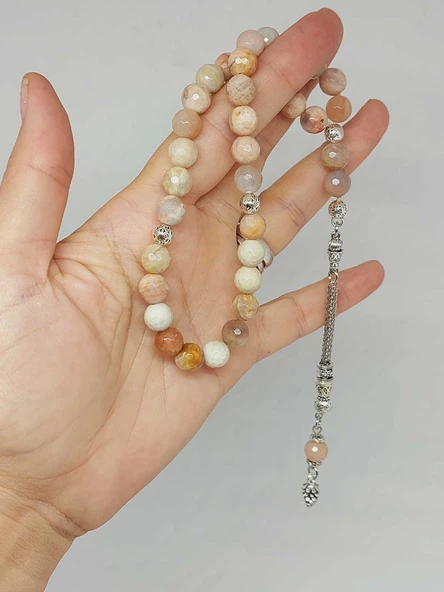 Güneş Taşı Üst Segment Petek Kesim 33lük Tesbih 8mm (36540) - Resim 4