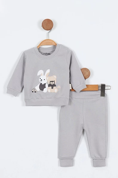 YENİ Tavşan Desenli Erkek Bebek alt ust Takım Erkek Bebek Eşofman Takımı Erkek Bebek Takımı 2 li - 3