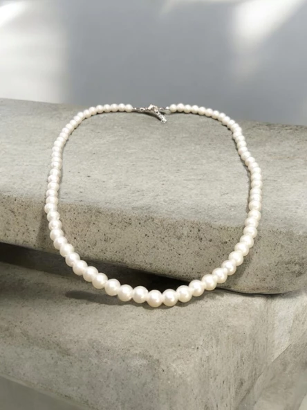 Krem İnci Boncuk Aesthetic Soft Vibes Vintage Barok Tarzı Kolye 1 Adet