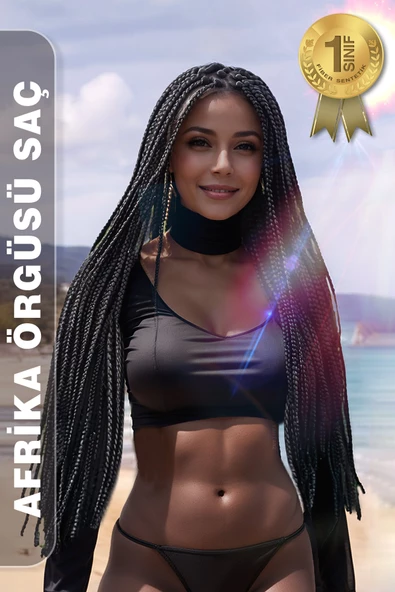 Afrika Zenci Örgüsü Rasta Ve Box Braid için Sentetik Saç - Siyah