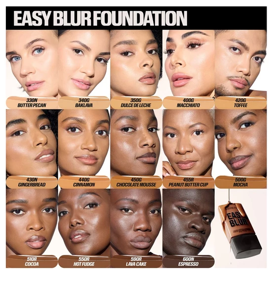 HUDA BEAUTY Easy Blur Natural Airbrush Foundation 330N Butter Pecan  - Fondöten 30 ml - 4