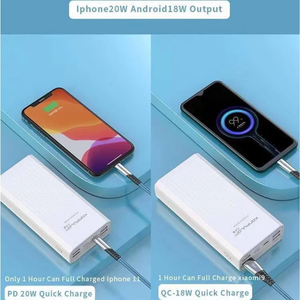 P40-Q 40000mAh Powerbank Hızlı Şarj Type-C ve 5 Çıkışla Taşınabilir Güç Kaynağınız - 4