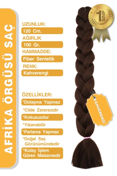 Afrika Zenci Örgüsü Rasta Ve Box Braid için Sentetik Saç - Kahverengi - 2