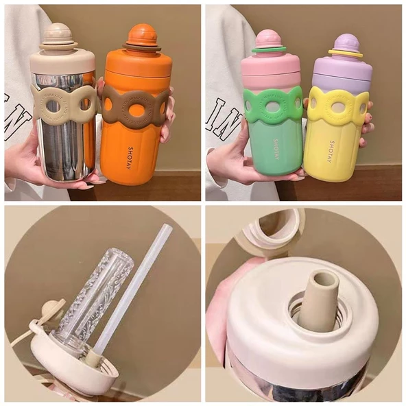 Shotay Donat Çelik Matara Çocuk 500Ml Kahverengi - 4