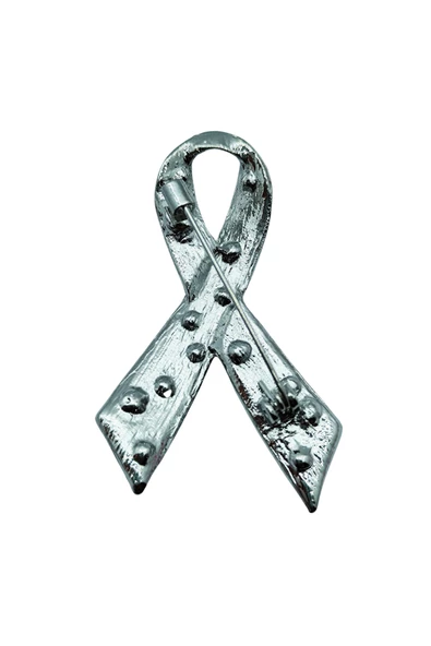 Kristal Taşlı Kanser Destek Kurdele Broş - Resim 4