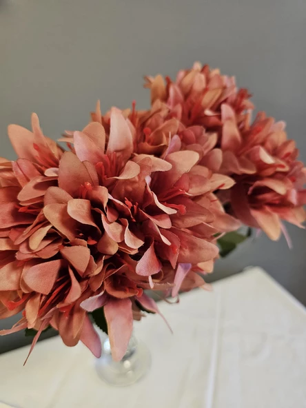 YASİMA 5 DALLI  MERCAN RENGİ ÇAN ÇİÇEĞİ 34 CM EL BUKETI VAZO ARANJMAN DEKOR ÇİÇEĞİ - 2