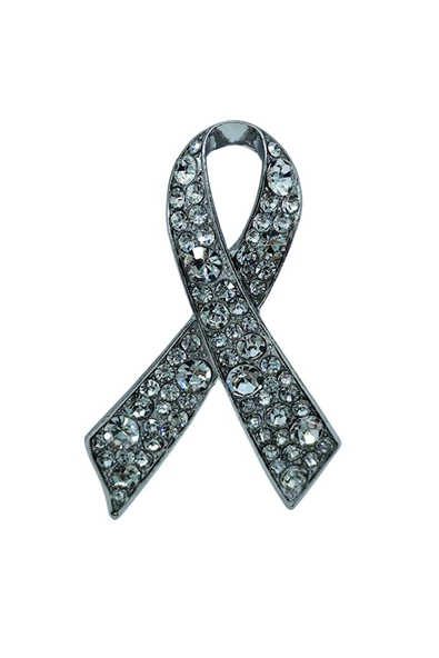 Kristal Taşlı Kanser Destek Kurdele Broş - Resim 3