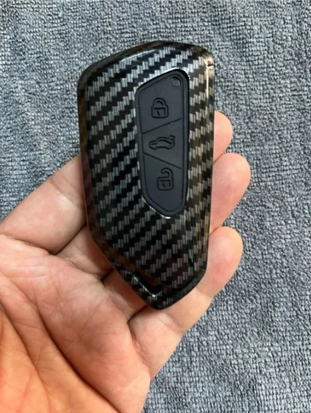 Volkswagen Seat Skoda Siyah Parlak Karbon Anahtar KABI - 3