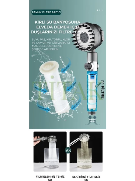 MASAJLI + FİLİTRELİ + 3 FONKSİYONLU  DUŞ BAŞLIĞI YENİ NESİL GARANTİLİ - 3