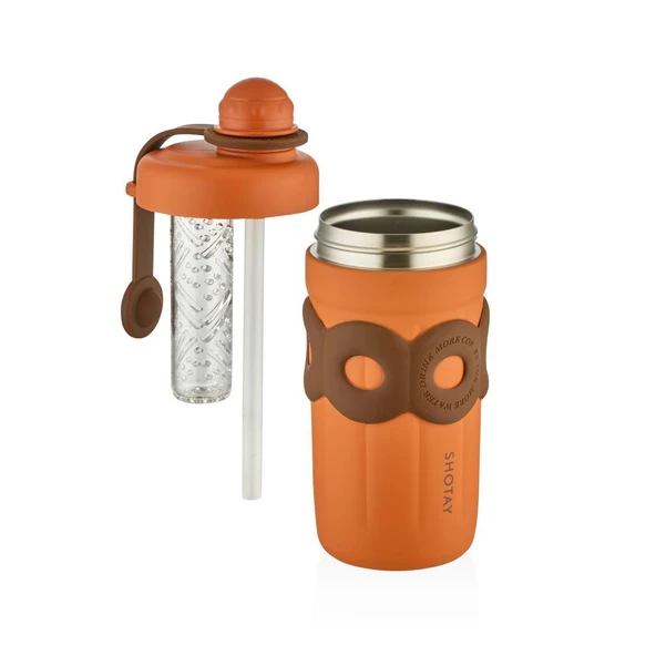 Shotay Donat Çelik Matara Çocuk 500Ml Kahverengi - 3