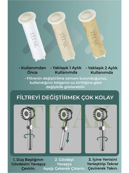 MASAJLI + FİLİTRELİ + 3 FONKSİYONLU  DUŞ BAŞLIĞI YENİ NESİL GARANTİLİ - 4