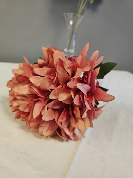 YASİMA 5 DALLI  MERCAN RENGİ ÇAN ÇİÇEĞİ 34 CM EL BUKETI VAZO ARANJMAN DEKOR ÇİÇEĞİ