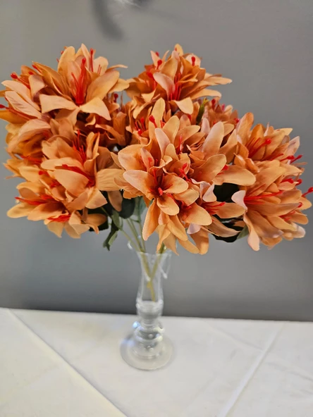 YASİMA 5 DALLI MERCAN RENGİ ÇAN ÇİÇEĞİ 34 CM EL BUKETI VAZO ARANJMAN DEKOR ÇİÇEĞİ 1 ADET - 4