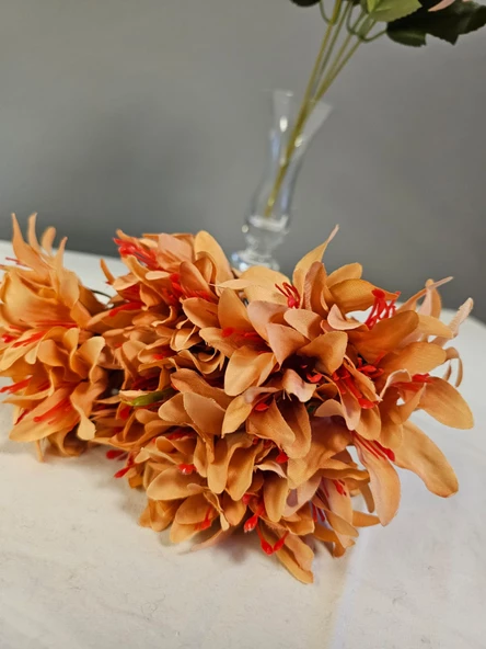 YASİMA 5 DALLI MERCAN RENGİ ÇAN ÇİÇEĞİ 34 CM EL BUKETI VAZO ARANJMAN DEKOR ÇİÇEĞİ 1 ADET - 2