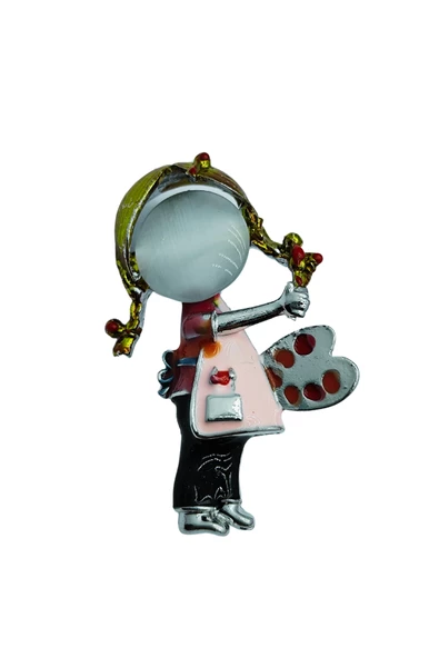 Renklerin Dansı Ressam Kız Broşu - Resim 3