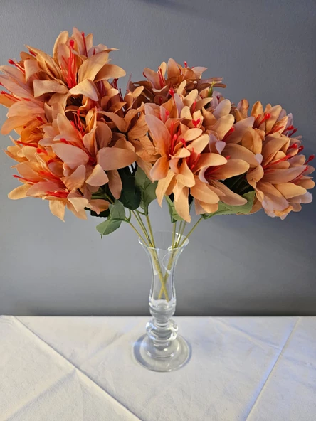 YASİMA 5 DALLI MERCAN RENGİ ÇAN ÇİÇEĞİ 34 CM EL BUKETI VAZO ARANJMAN DEKOR ÇİÇEĞİ 1 ADET - 6