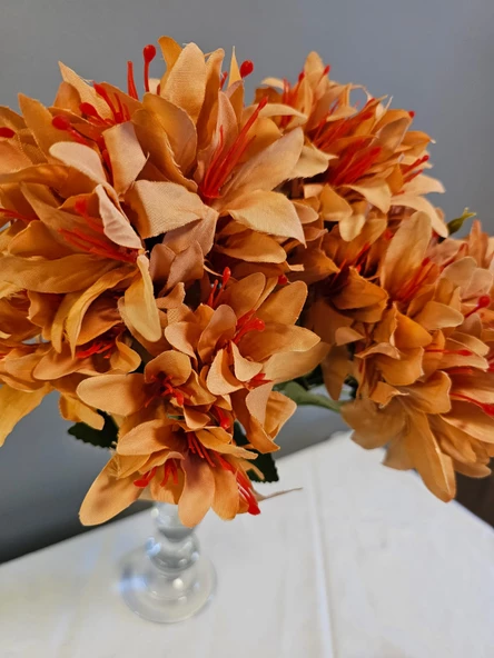 YASİMA 5 DALLI MERCAN RENGİ ÇAN ÇİÇEĞİ 34 CM EL BUKETI VAZO ARANJMAN DEKOR ÇİÇEĞİ 1 ADET