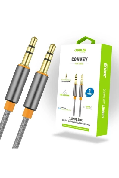 Universal 3.5mm Ja-05 Convey 1 Metre Aux Kablosu Füme