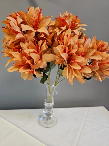 YASİMA 5 DALLI MERCAN RENGİ ÇAN ÇİÇEĞİ 34 CM EL BUKETI VAZO ARANJMAN DEKOR ÇİÇEĞİ 1 ADET - 5