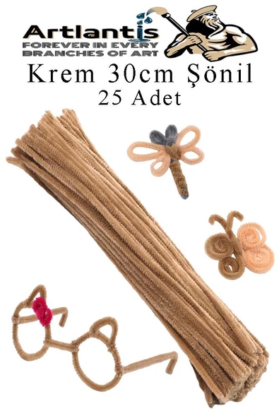 Şönil 30 cm 25 li 1 Paket Renkli Tüylü Tel Okul Öncesi Anasınıfı Kreş Hobi Eğitici Şönil Pipo Temizleyici Tüylü Tel - 7