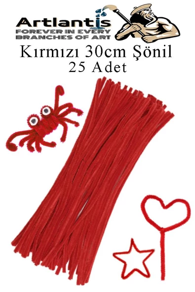 Şönil 30 cm 25 li 1 Paket Renkli Tüylü Tel Okul Öncesi Anasınıfı Kreş Hobi Eğitici Şönil Pipo Temizleyici Tüylü Tel - 6