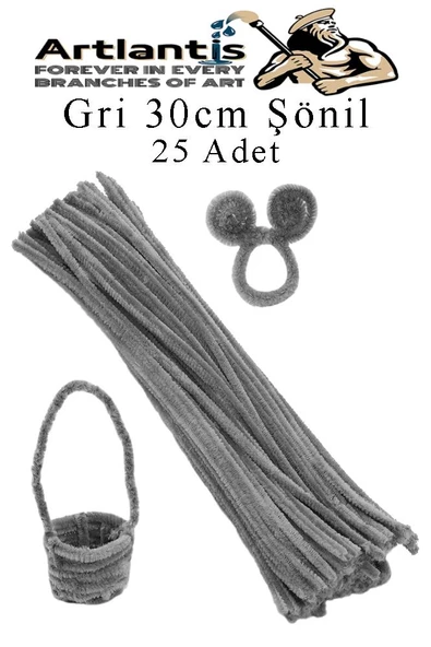 Şönil 30 cm 25 li 1 Paket Renkli Tüylü Tel Okul Öncesi Anasınıfı Kreş Hobi Eğitici Şönil Pipo Temizleyici Tüylü Tel - 4