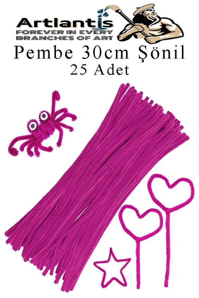 Şönil 30 cm 25 li 1 Paket Renkli Tüylü Tel Okul Öncesi Anasınıfı Kreş Hobi Eğitici Şönil Pipo Temizleyici Tüylü Tel - 11