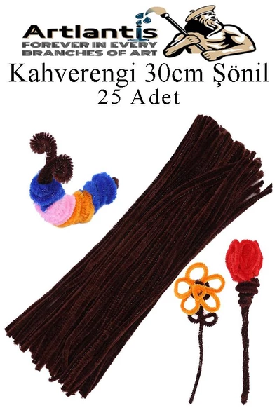 Şönil 30 cm 25 li 1 Paket Renkli Tüylü Tel Okul Öncesi Anasınıfı Kreş Hobi Eğitici Şönil Pipo Temizleyici Tüylü Tel - 5