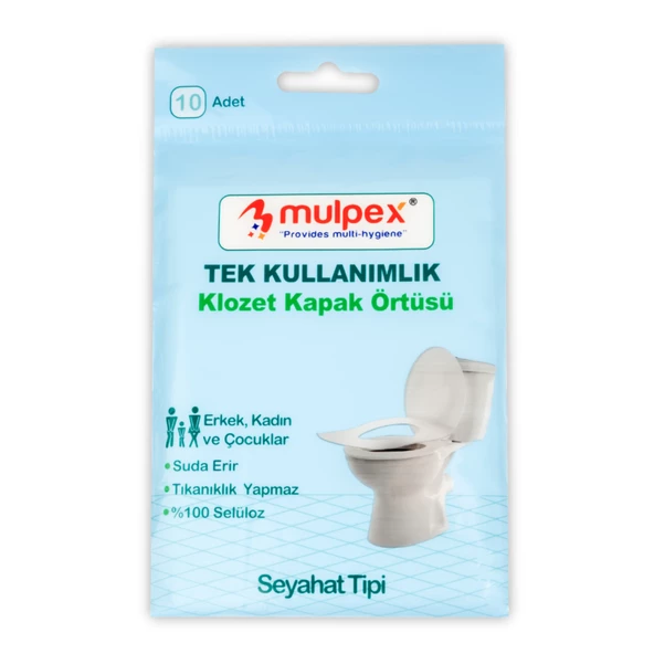 Mulpex Tek Kullanımlık Suda Çözünür Klozet Kapak Örtüsü - 4 x 10 lu Paket | Hijyenik ve Pratik Seyahat Aksesuarı - 2