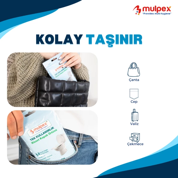 Mulpex Tek Kullanımlık Suda Çözünür Klozet Kapak Örtüsü - 2 x 10 lu Paket | Hijyenik ve Pratik Seyahat Aksesuarı - 6