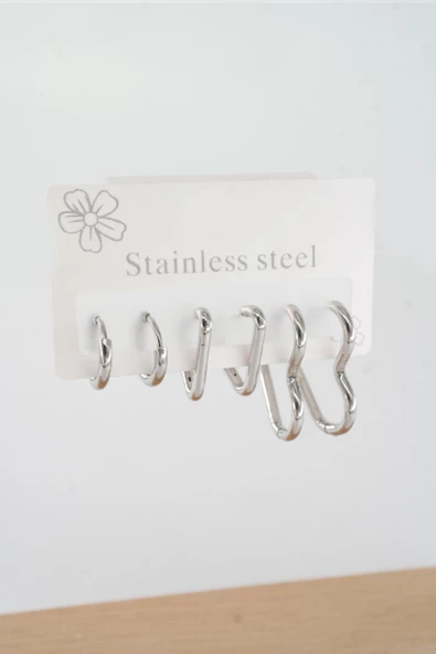 Kadın 316 L Çelik Anti alerjenik Klipsli 6'lı Set Küpe ürün görseli