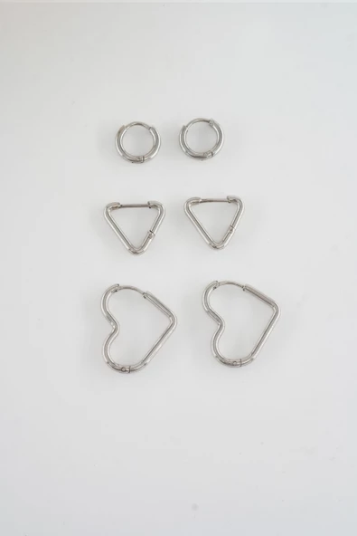 Kadın 316 L Çelik Anti alerjenik Klipsli 6'lı Set Küpe - Resim 2